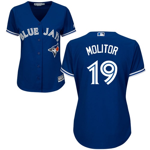 Blue Jays #19 Paul Molitor Blue Alternate Women's Stitched MLB Jersey - Click Image to Close